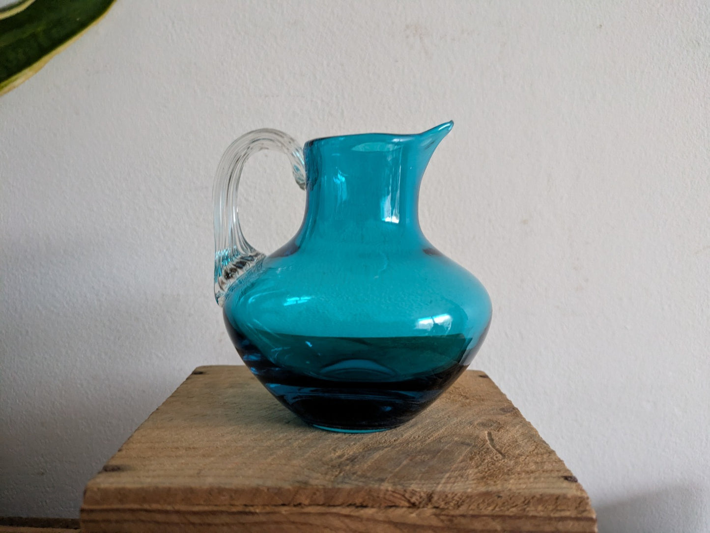 Rare Vintage Whitefriars Kingfisher Blue Sparrow Spout Celery Handle Jug No 9617