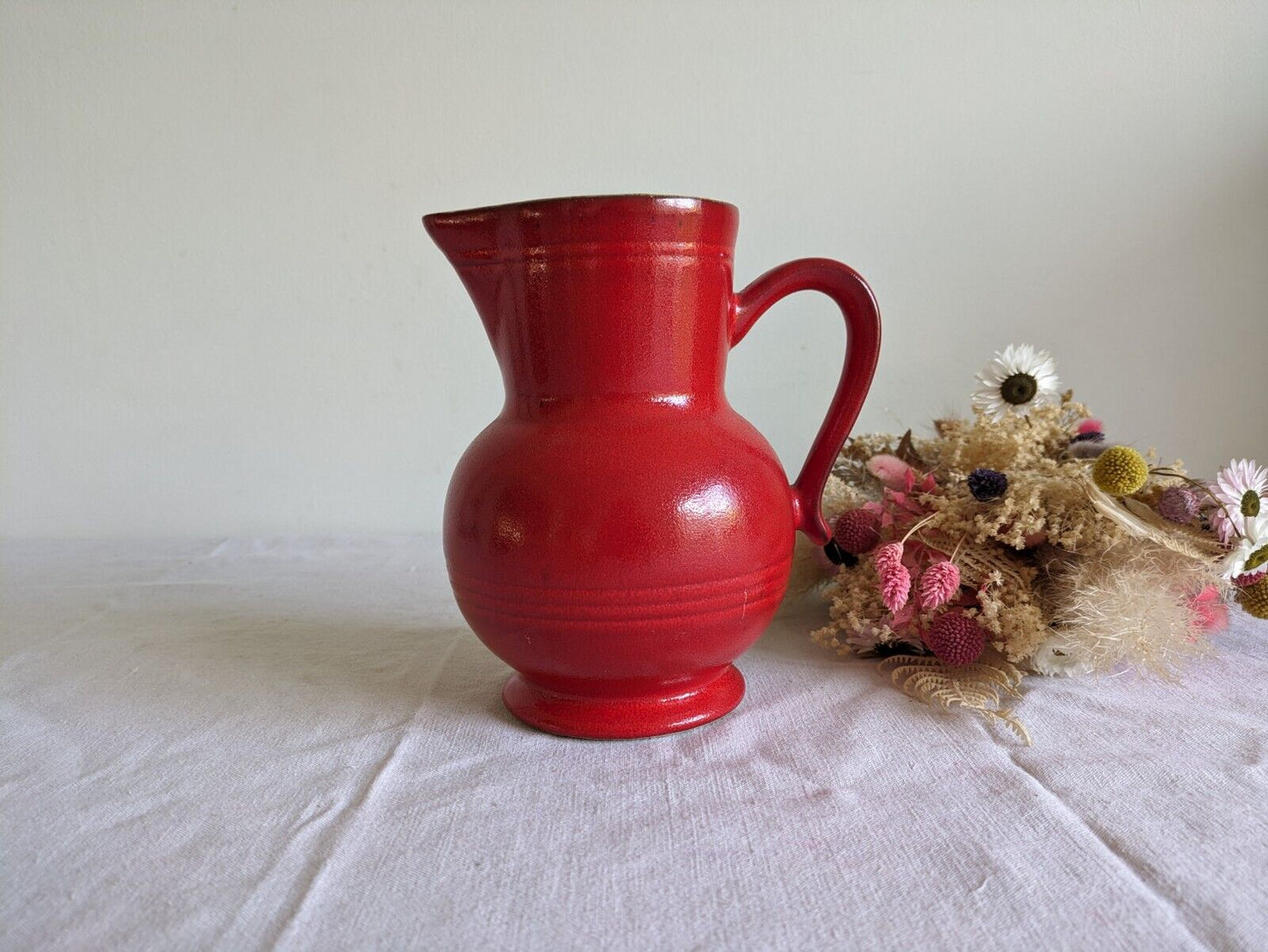French, Emile Henry, Red creamer/milk jug 1.3 Litres, Made in France Juice Vase