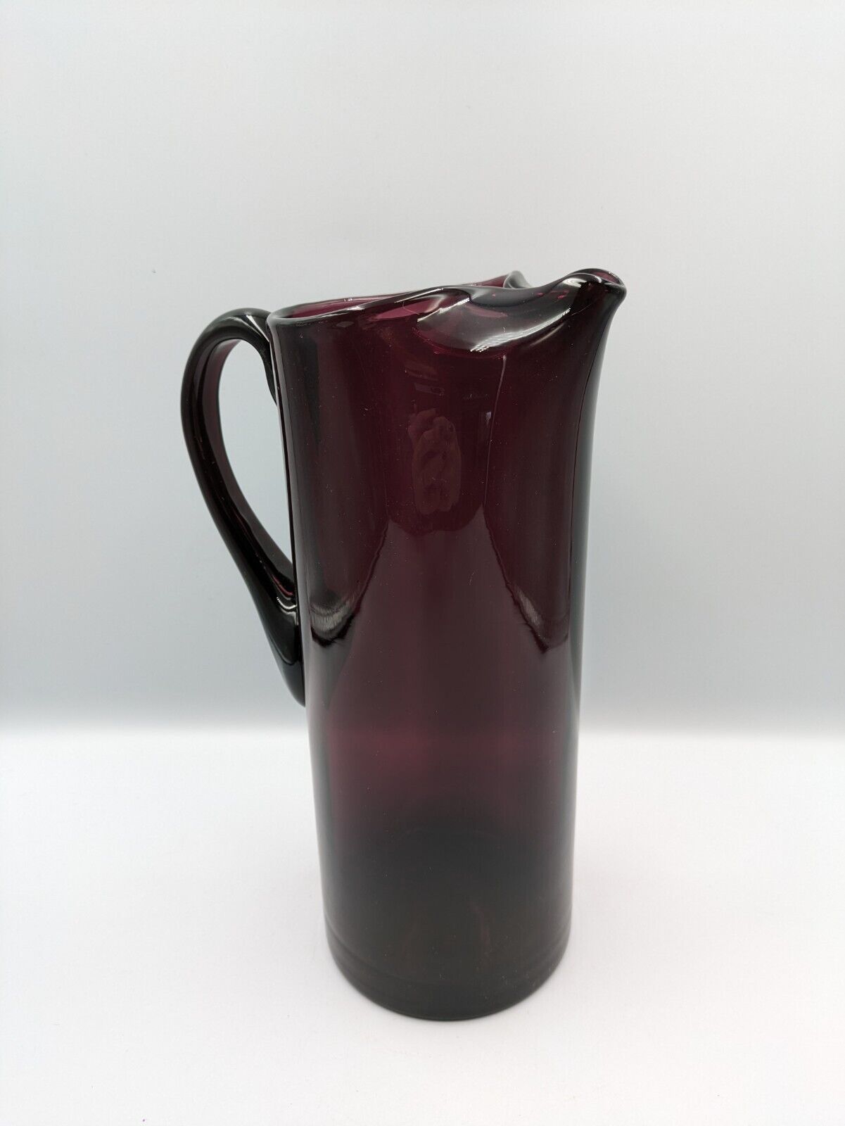 Tall Vintage Italian Amethyst Art Glass Hand Blown Pitcher Mid Century Modern