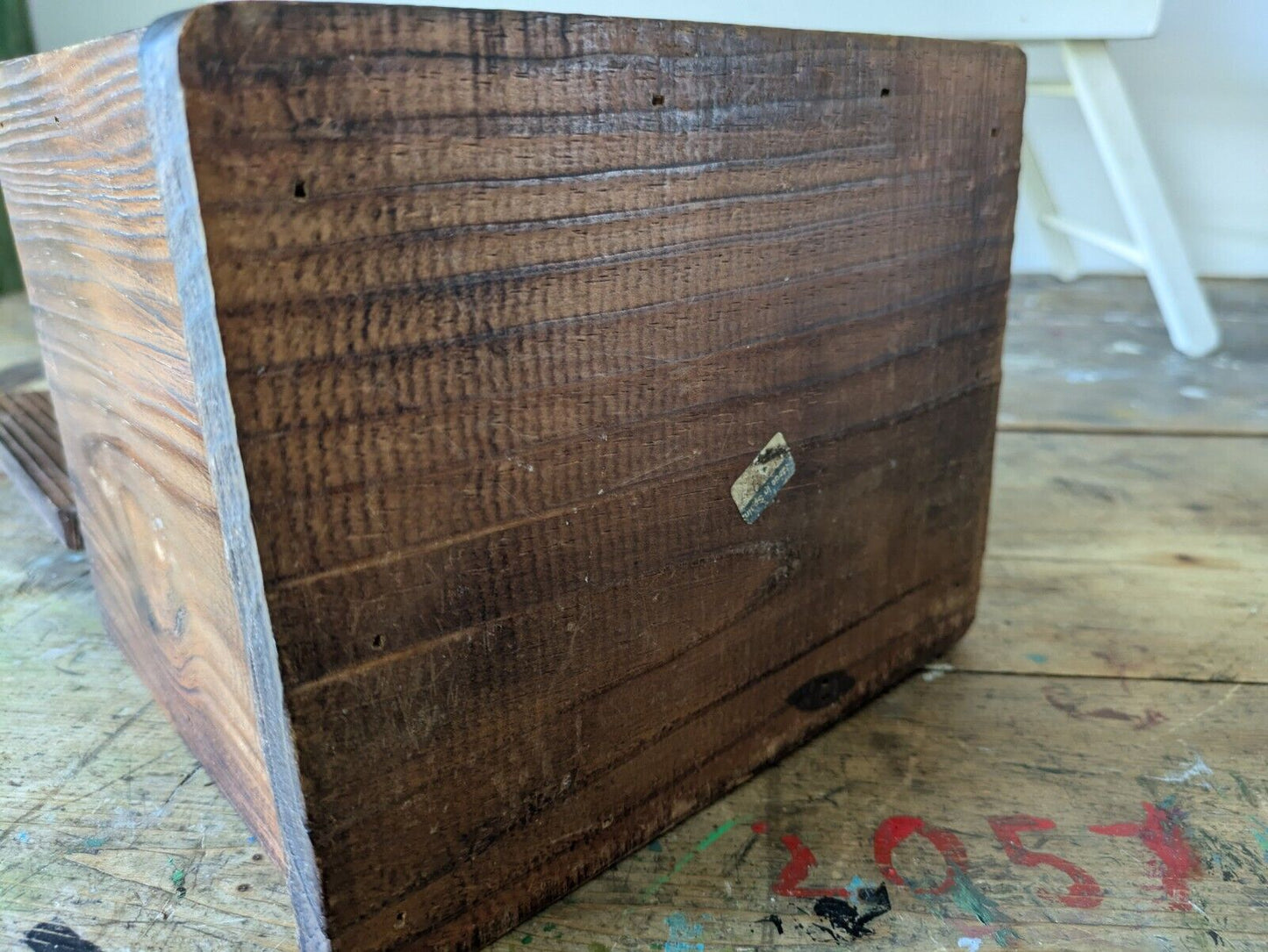 Antique Vintage Pine Candle Salt Box wall sconce keys Gothic original old shelf.