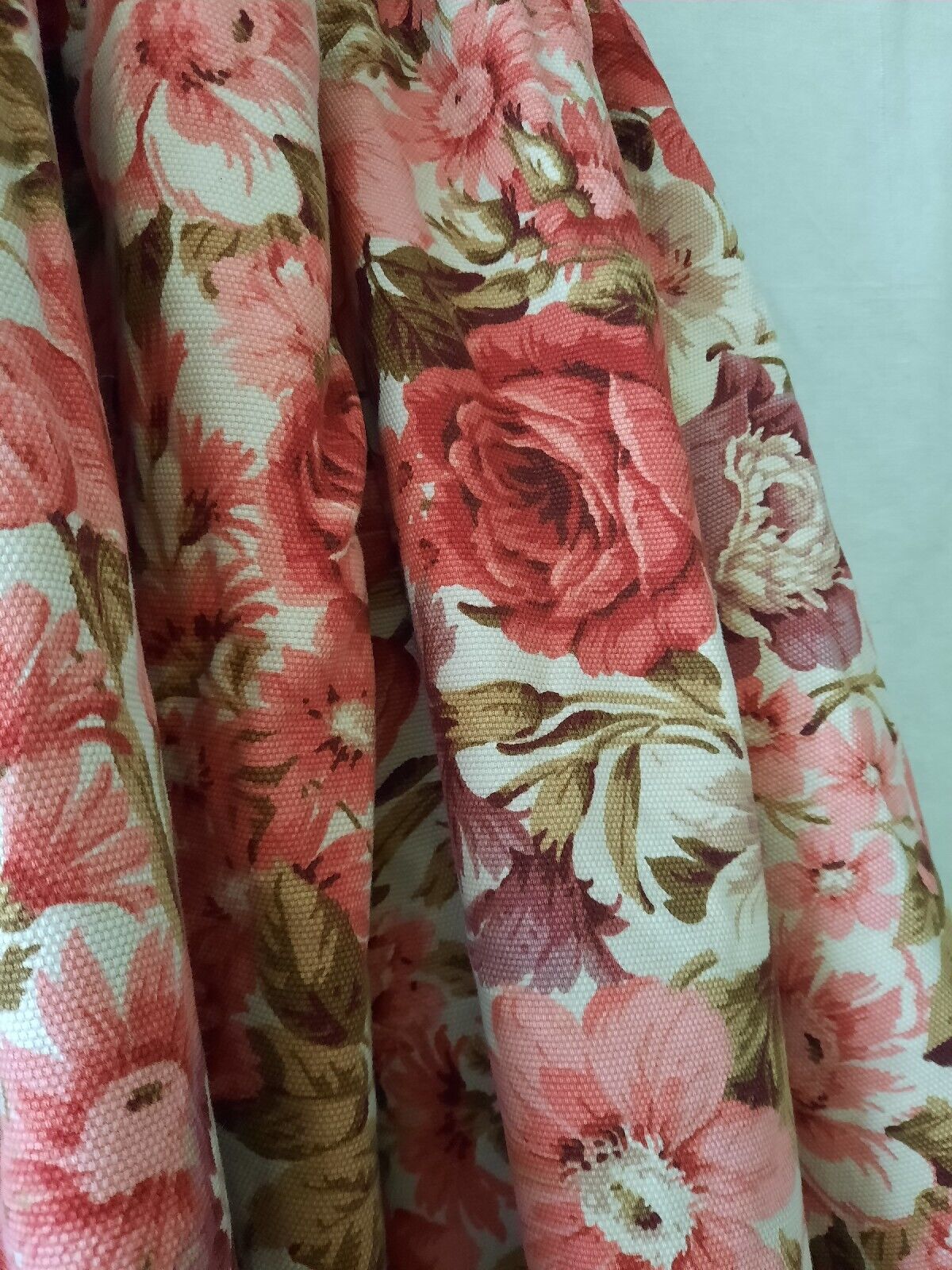 Vintage Boho Rose Floral Curtains Shabby Chic Linen W192cm D218cm floor Length