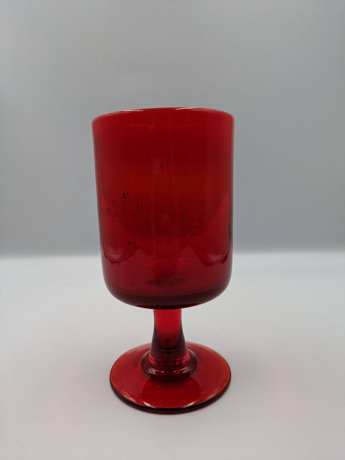 Vtg Erik Höglund Boda Red Glass Goblet Wine Glass Cocktail Retro 60s MCM Sweden