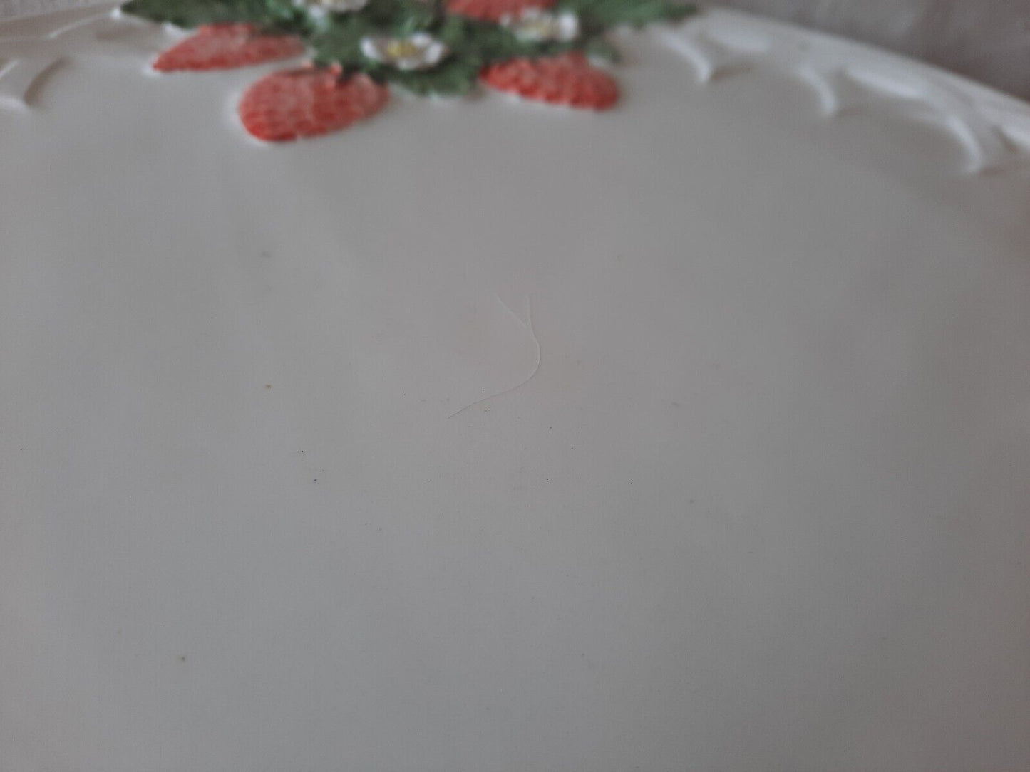 Beautiful Pottery Vintage Strawberry Cake Stand Tea Cake Shop Display Sandwiches