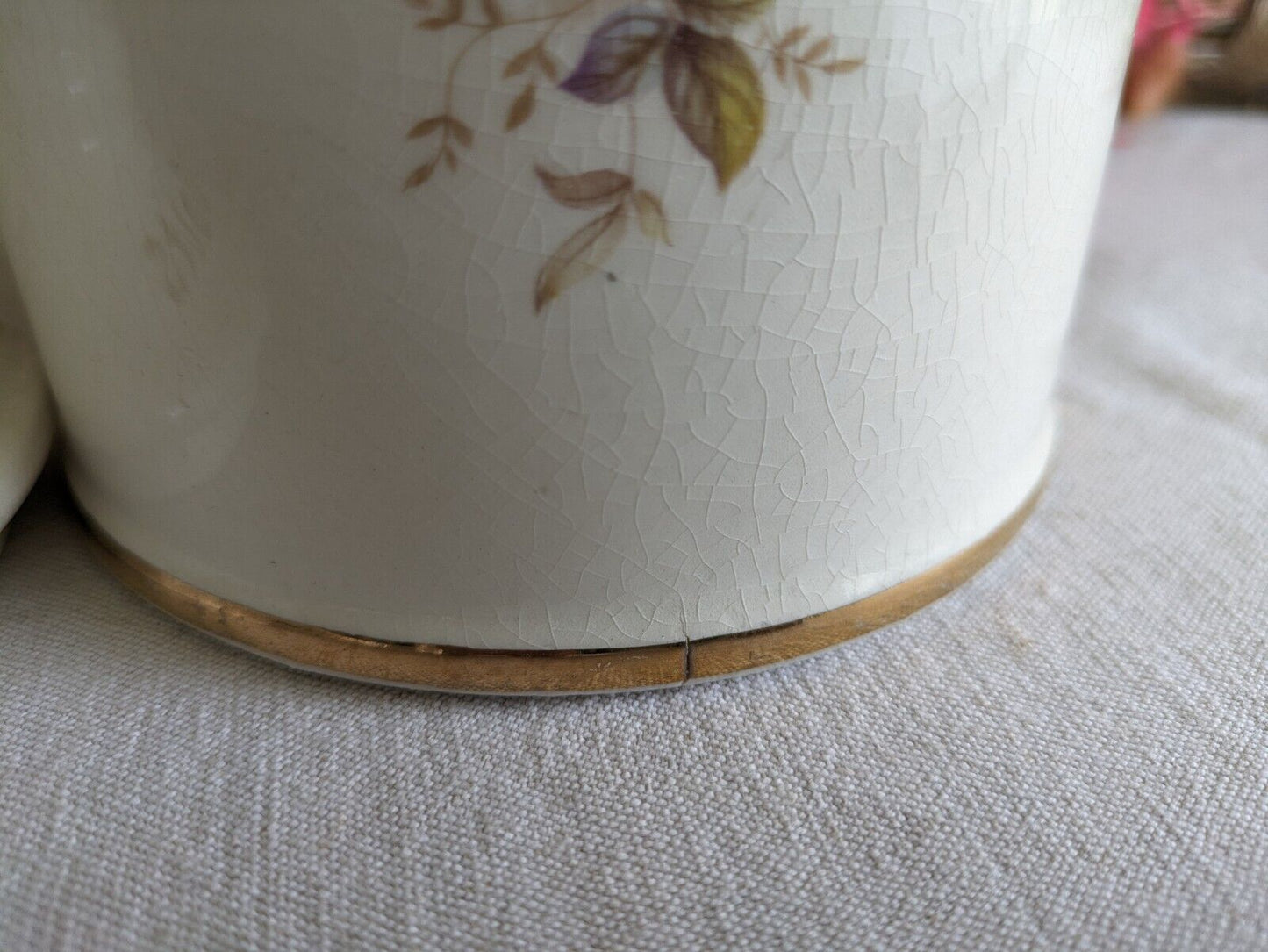 LARGE VINTAGE CERAMIC LID POT BATH SALTS PRICE KENSINGTON FLORAL JAR CONTAINER