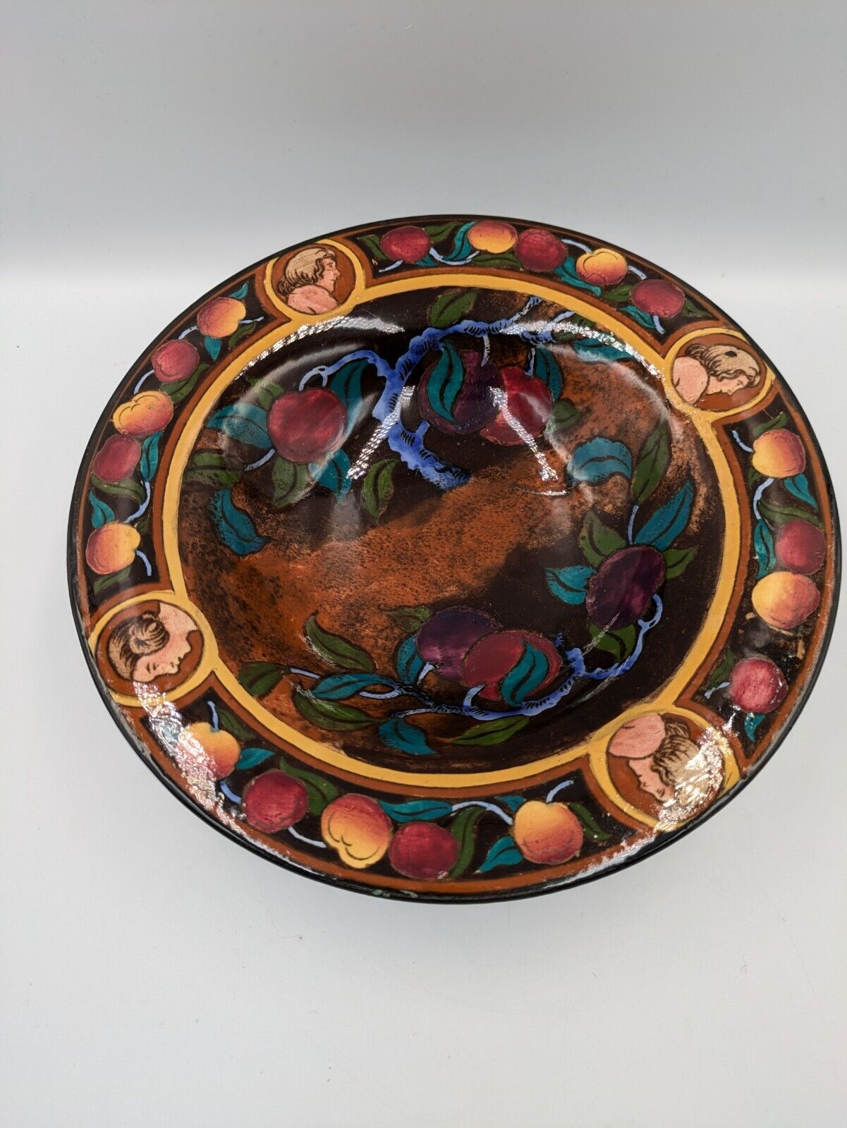 Crown Pottery Bowl John Tams Antique "Jacobean" Pattern Fruit Bowl Dish Pedestal