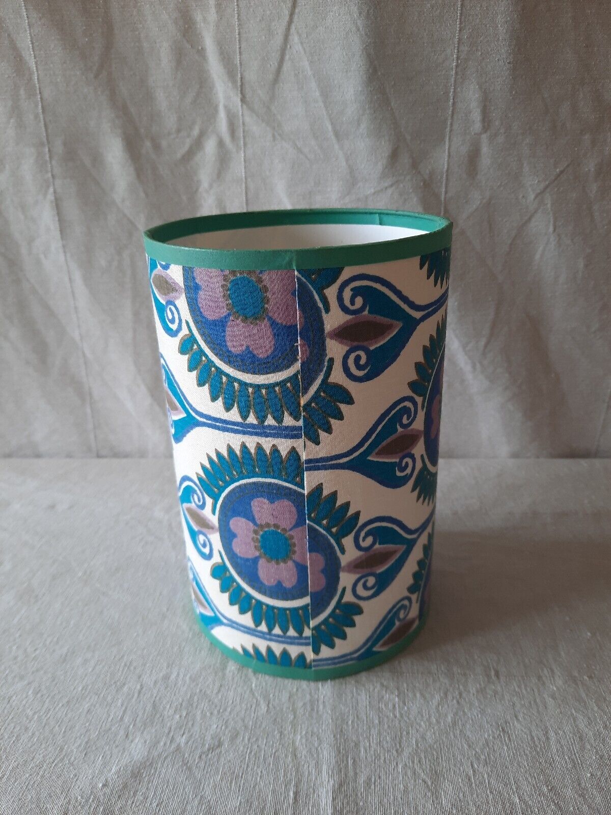 Lampshade Vtg retro Green Blue Pattern pendant shade 60s 70s light Lamp Flower