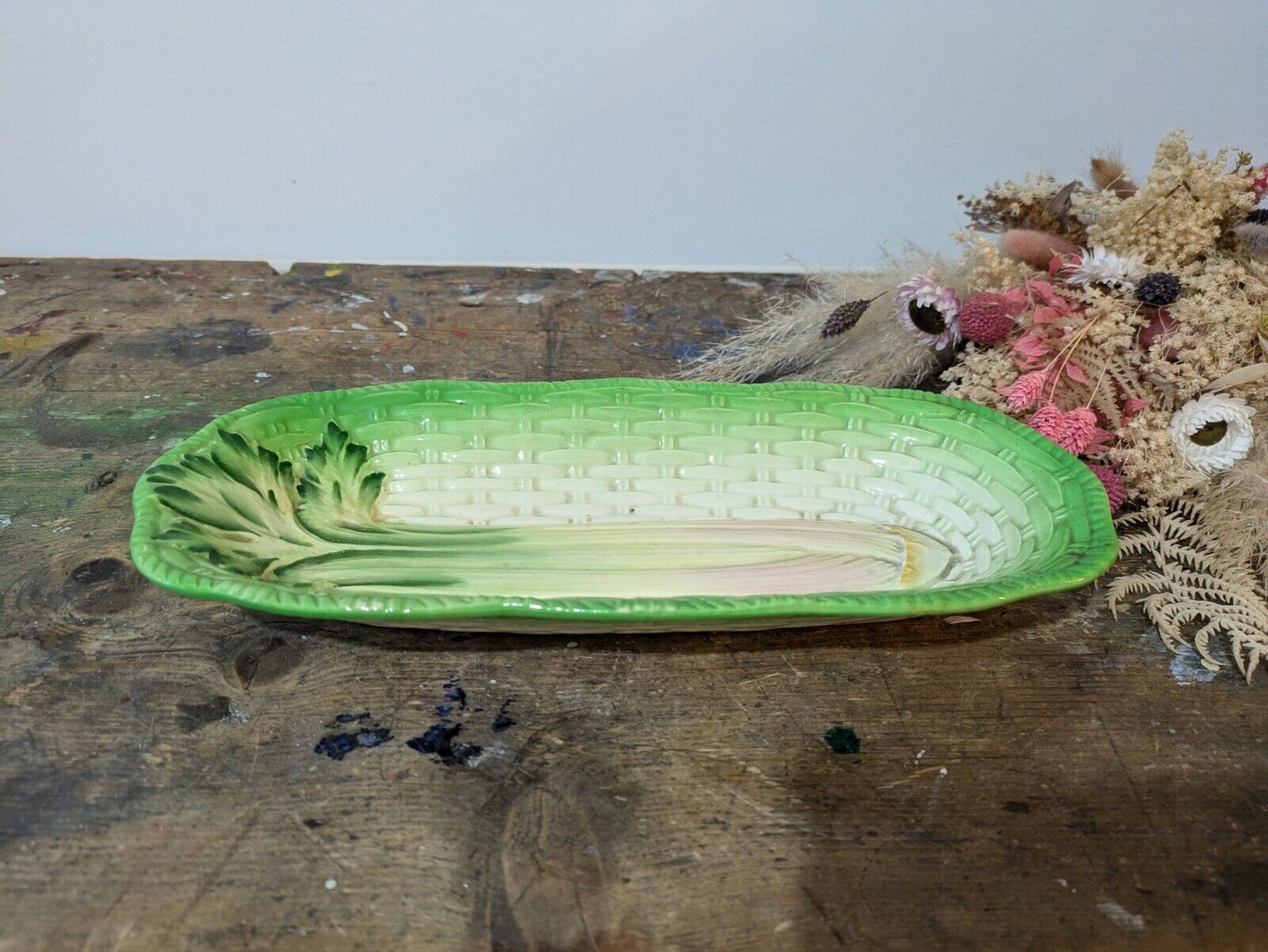 Beswick Ware Pattern 220 Celery Dish Large Long Basket Weave Vintage Retro Vgc