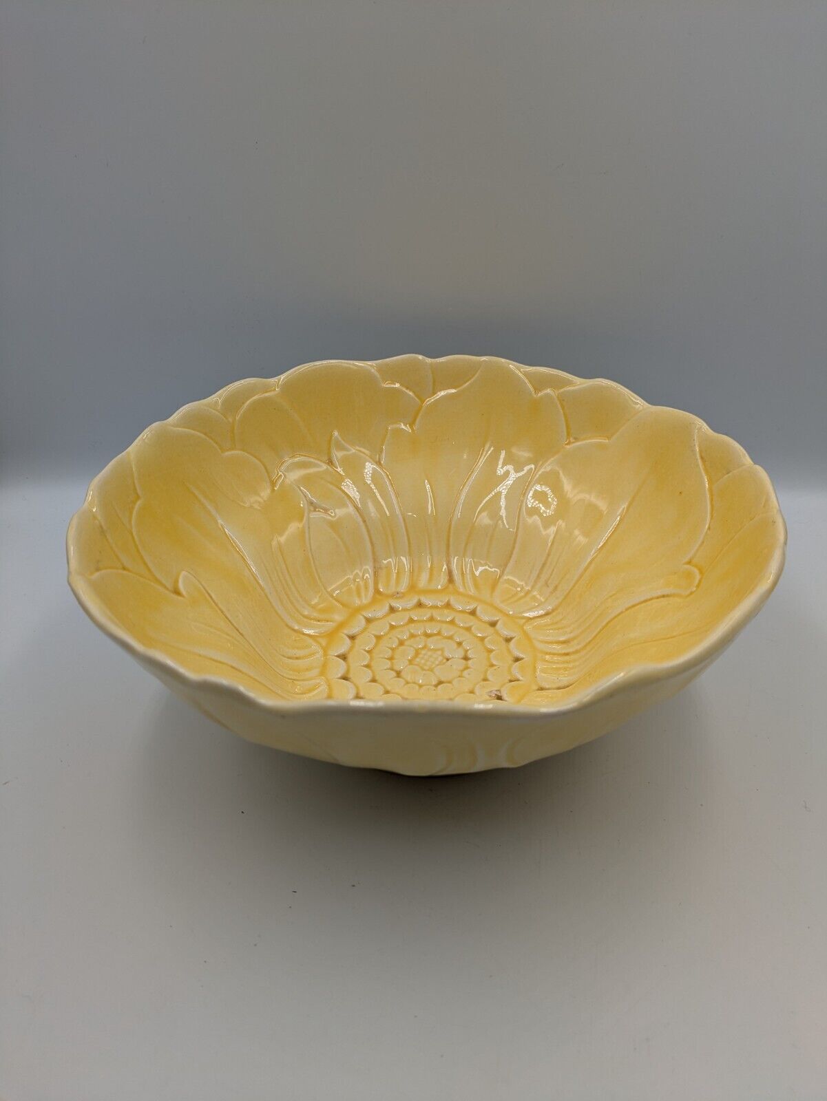 VTG 1930s H.J. Wood Ltd. Burslem England Hand Painted Flower Yellow Serving Bowl