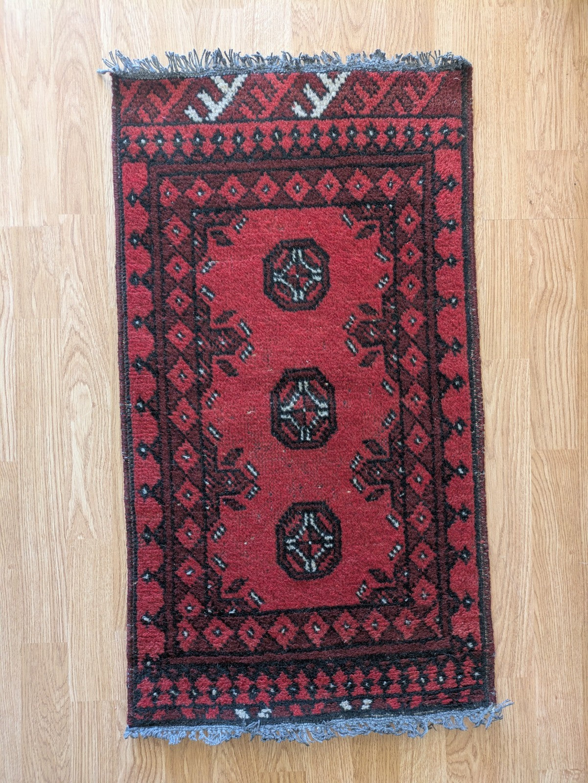 Vintage Oriental Turkish Wool Rug Red Tones 48.5 x 90cm Eastern Kayam Carpet