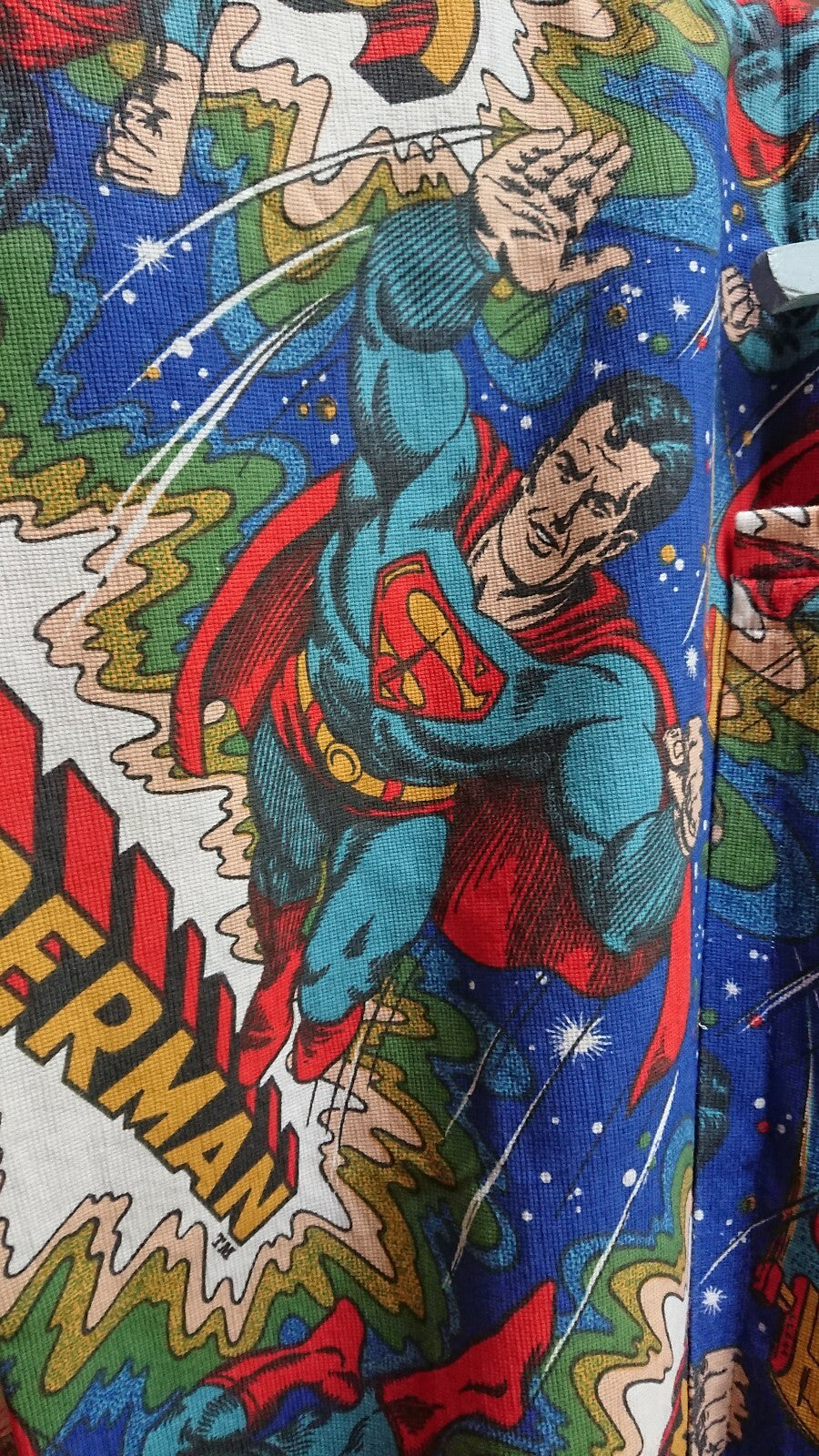 Vintage SUPERMAN DC Comics 1979 curtains childrens superhero 139cmD 163cmW retro