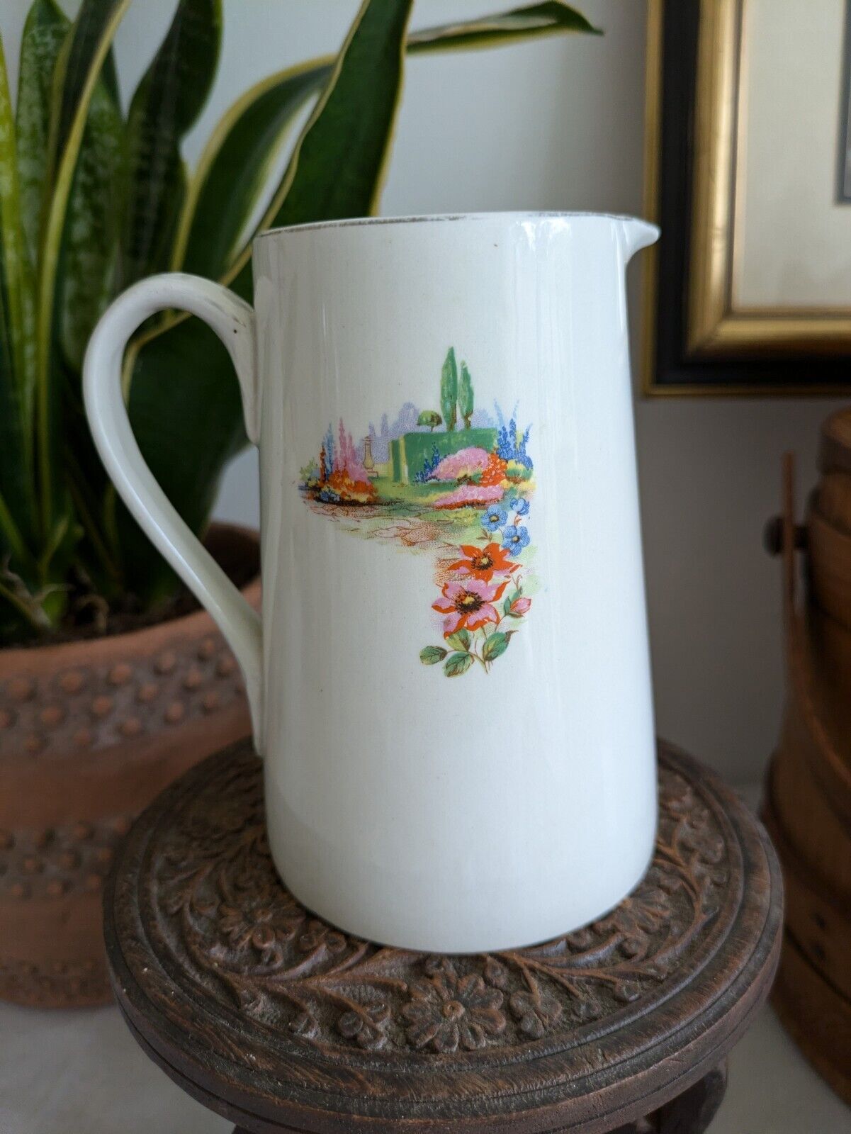 VINTAGE RETRO KITSCH CERAMIC MADE IN ENGLAND PITCHER JUG COTTAGE GARDEN VASE VGC