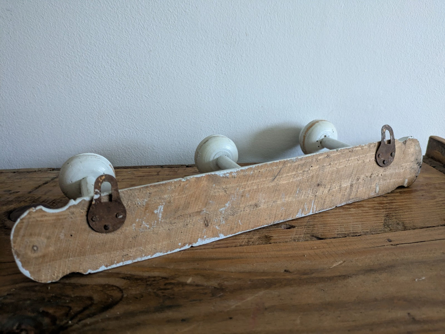 Vintage French Industrial Hat Hooks Coat Rack Hook 1930s Wooden Wood Wall Prop