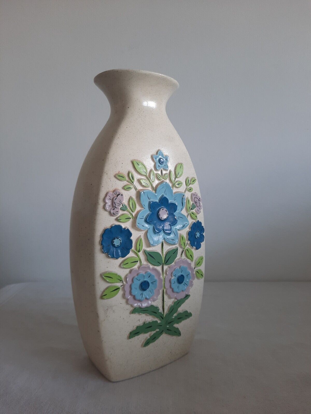 Vintage Floral Vase Old Brentleigh Ware Floret Vase Retro Boho Slab XL Mantle