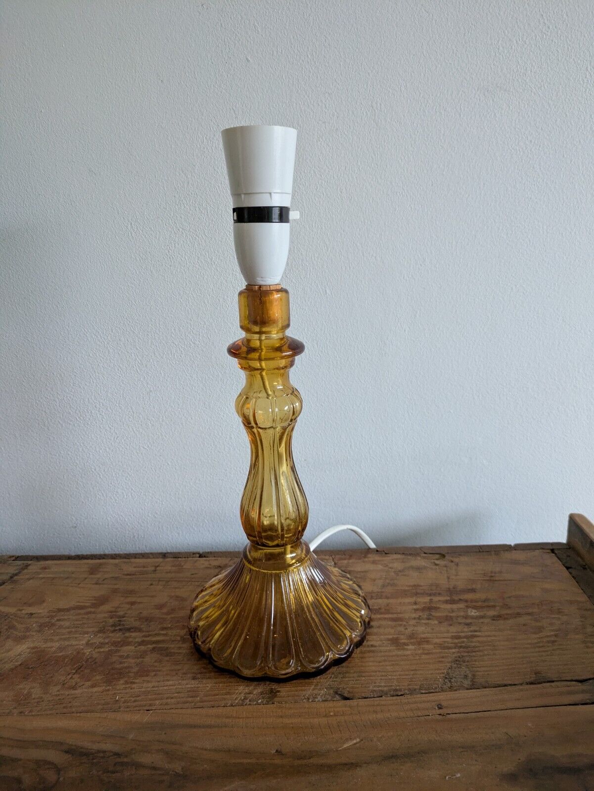 Italian Glass Amber MCM Lamp Vintage Empoli Style Italy Prop Retro Mid Century