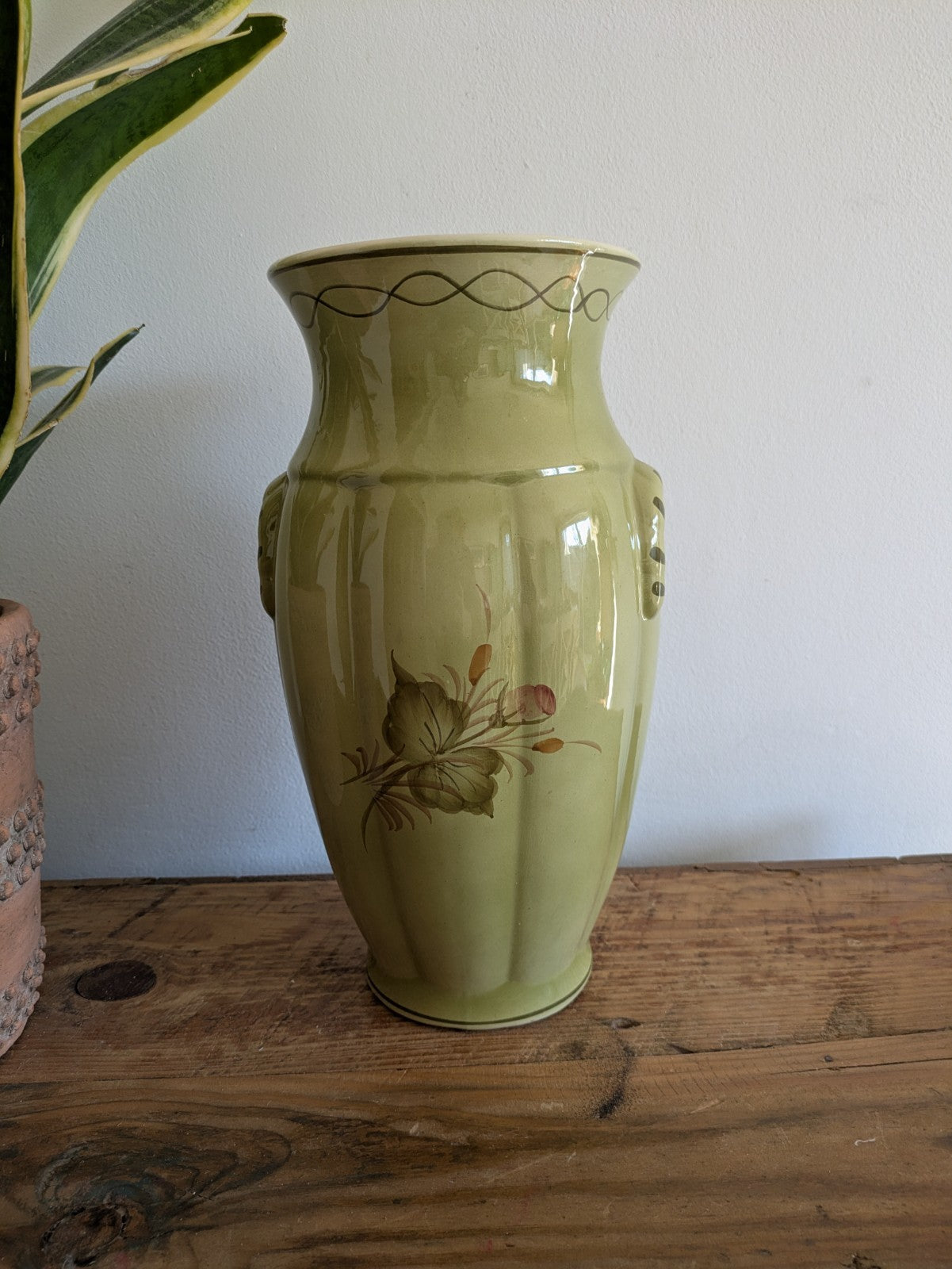 Large Floral Pottery Vase Portugal Simons Bros Ltd Decorative Prop Florist vgc