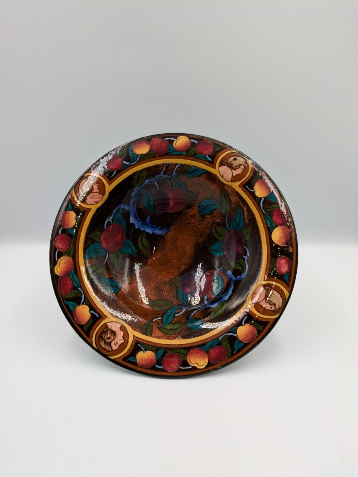 Crown Pottery Bowl John Tams Antique "Jacobean" Pattern Fruit Bowl Dish Pedestal