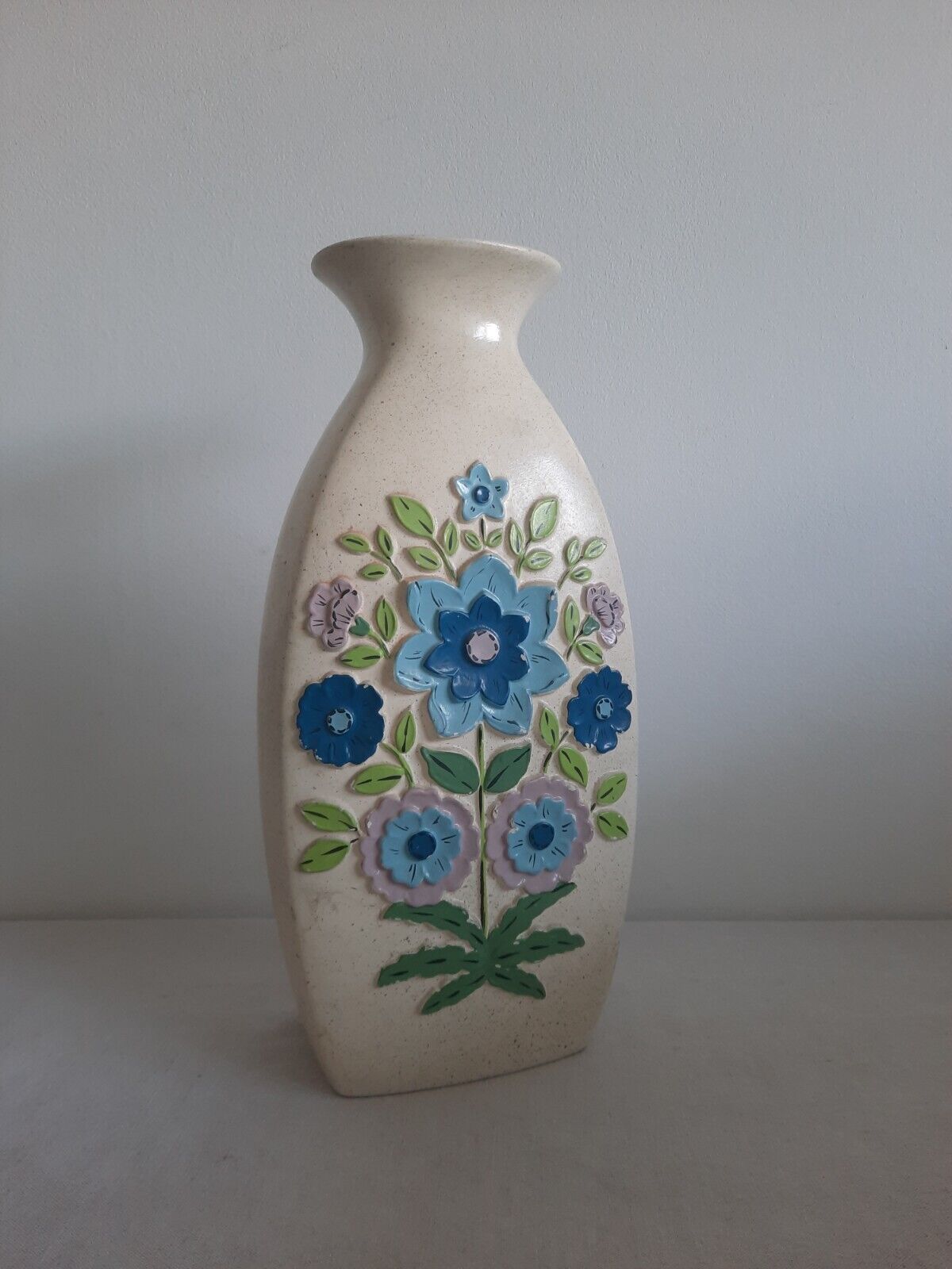 Vintage Floral Vase Old Brentleigh Ware Floret Vase Retro Boho Slab XL Mantle