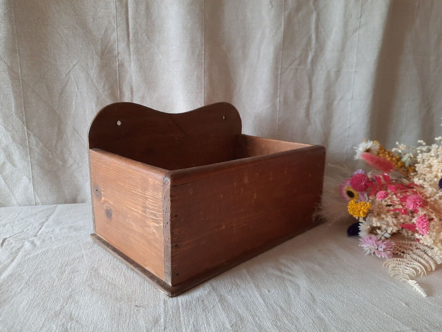 Antique Vintage Oak Candle / Salt Box wall sconce keys rare original old shelf!!