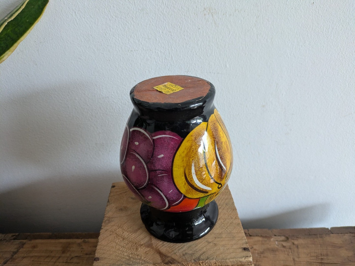 Vtg Talavera Pottery Vase Mexican Folk Art Hand Painted Glazed Terracotta Fruit