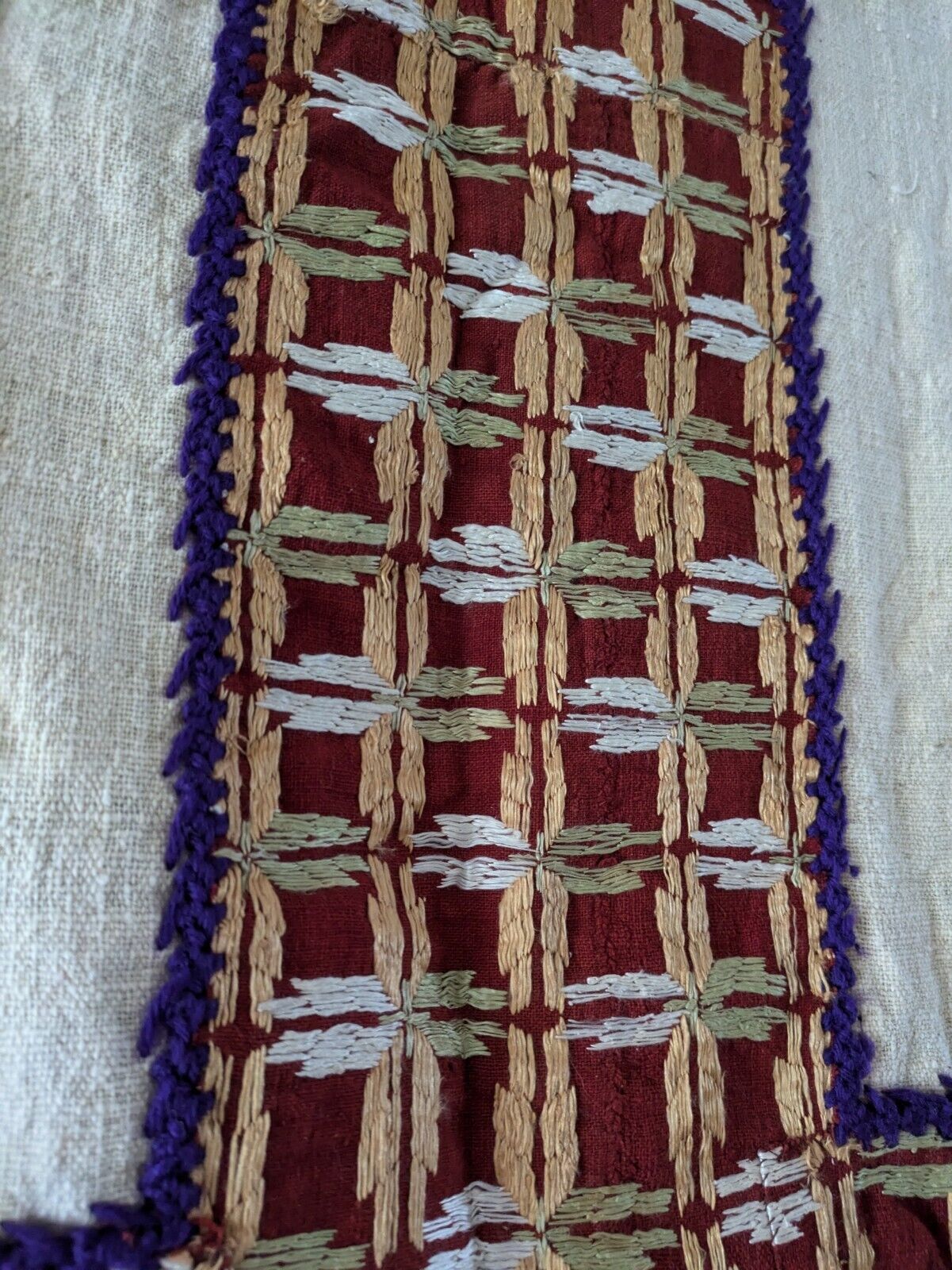 Large Old Ecclesiastical Christian Church Banner Embroidered Punjabi Batala Folk