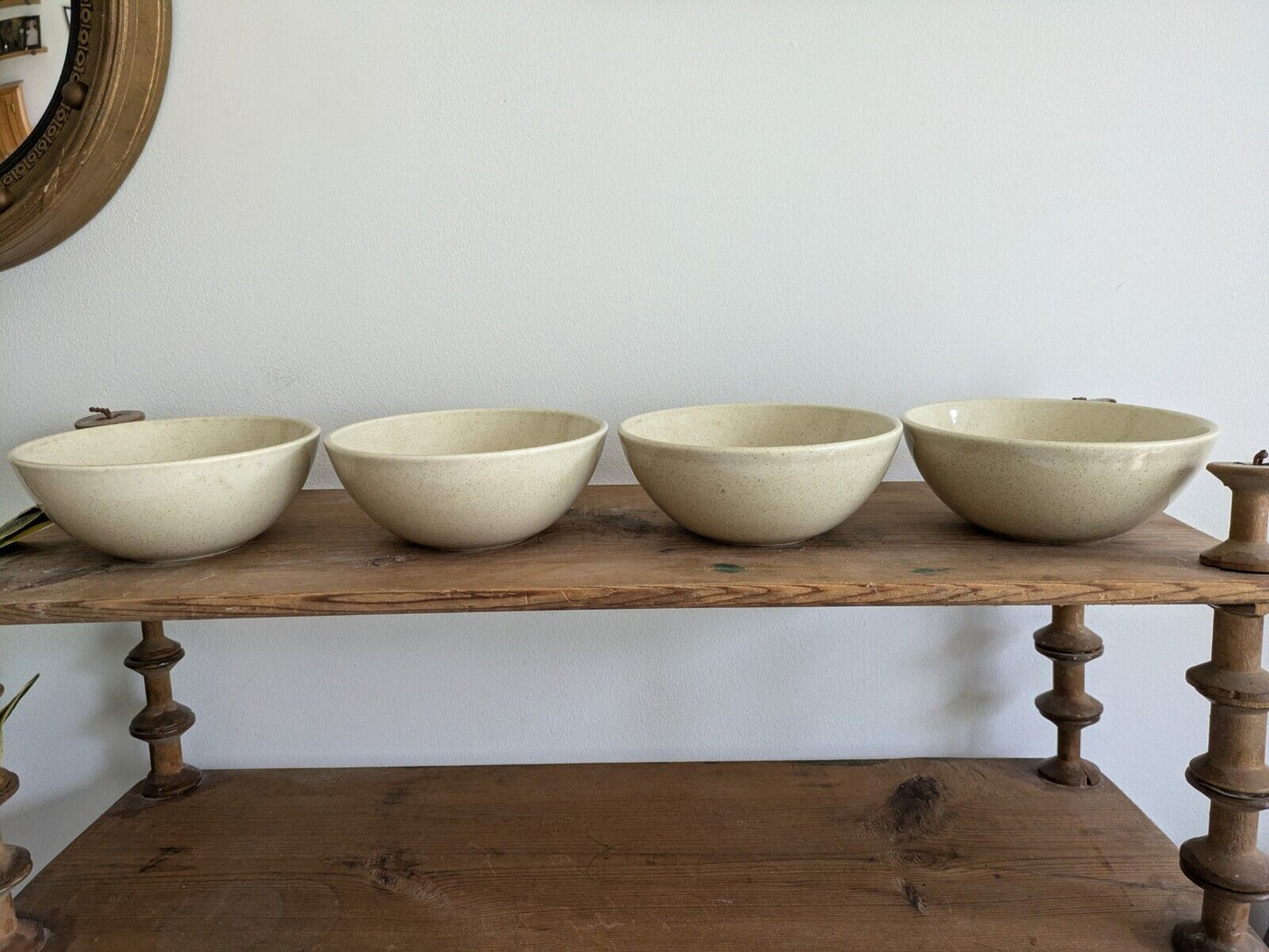 Set Of 4x vintage Speckled Dudson Armorlite England pottery small bowls 1970s Vg