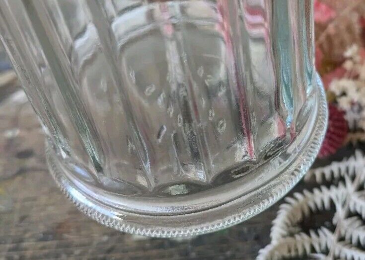 Vintage Gemco USA Ribbed Glass Diner Sugar Dispenser Stainless Steel Lid Shaker