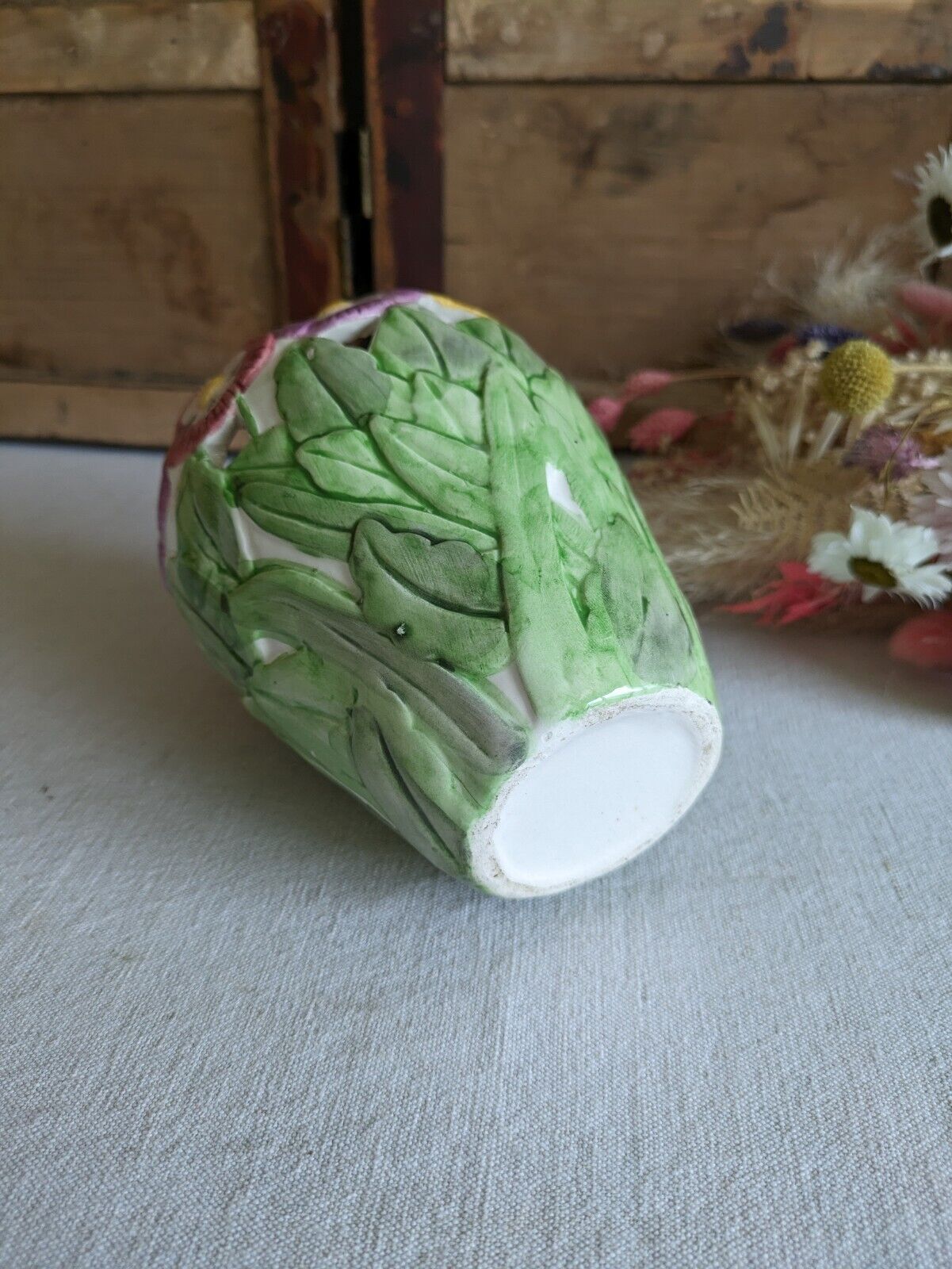 Vintage Floral Vase Floral Pansy Vase Retro Boho Colourful Mantle Western House