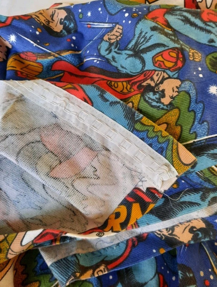 Vintage SUPERMAN DC Comics 1979 curtains childrens superhero 139cmD 163cmW retro