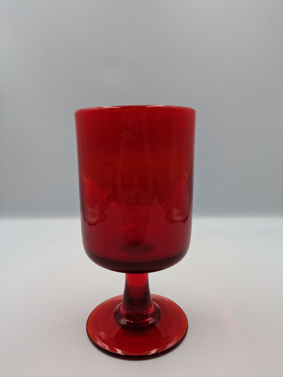 Vtg Erik Höglund Boda Red Glass Goblet Wine Glass Cocktail Retro 60s MCM Sweden