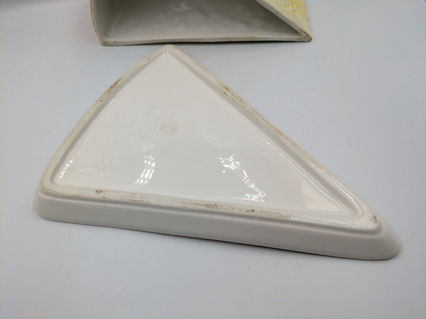 XL Italy Vintage Handmade Porcelain Ceramic Cheese Wedge Mouse Covered Dish Rare