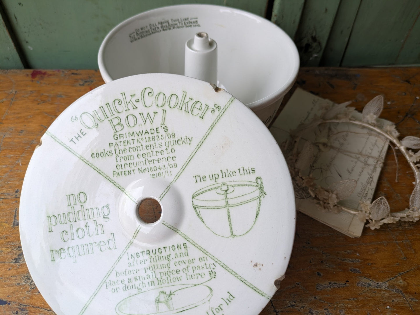 Antique Grimwade's Quick Cooker c 1911. Ironstone Bowl Steamer Vintage Prop Vgc
