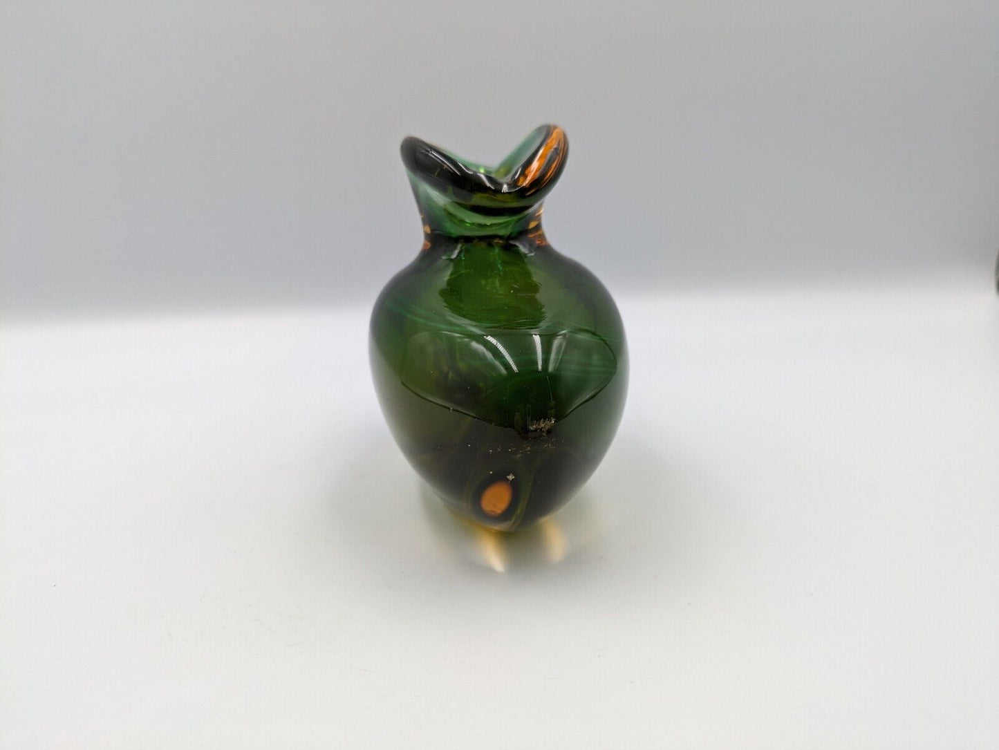 Murano Sommerso Hand Blown Art glass Green Amber Cased Italian perfume Bottle UV