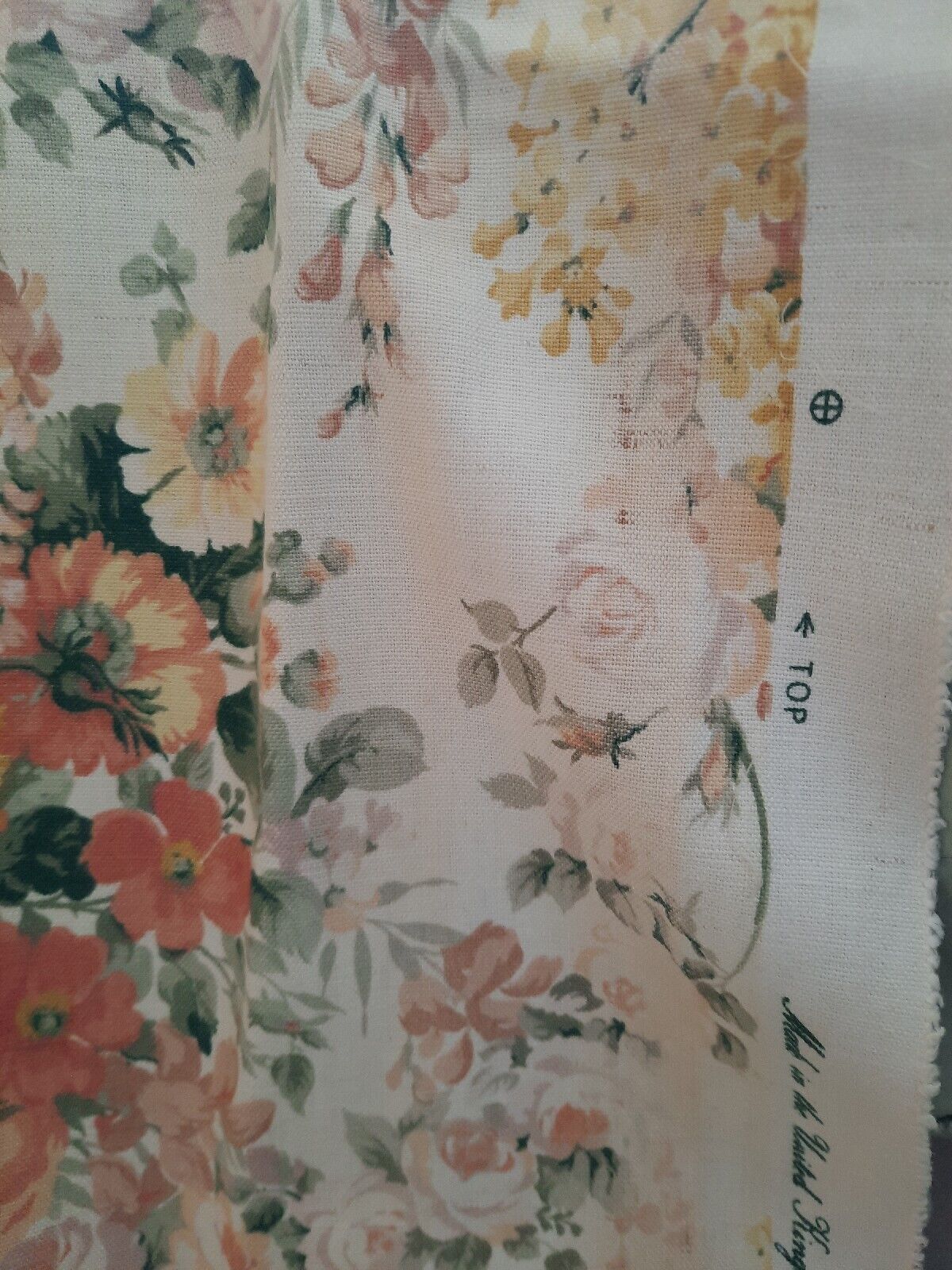 SANDERSON “HIGH SUMMER’ VINTAGE CURTAIN / FURNISHING FABRIC 2.75Mts Cabbage Rose