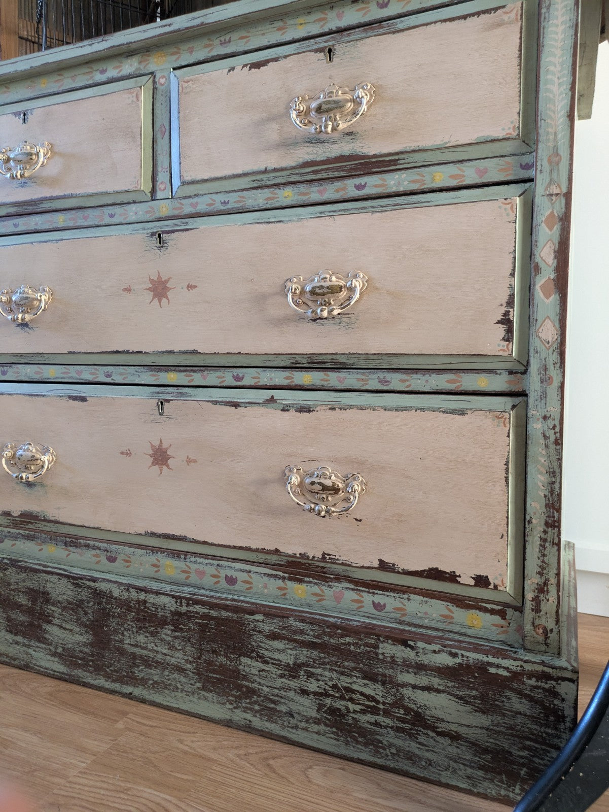 Antique Edwardian Sideboard Chest Of Drawers Vintage Hand Painted Distressed