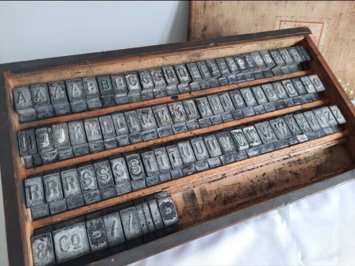 Boxed set Letterpress Printers Type Printing blocks complete numbers alphabet