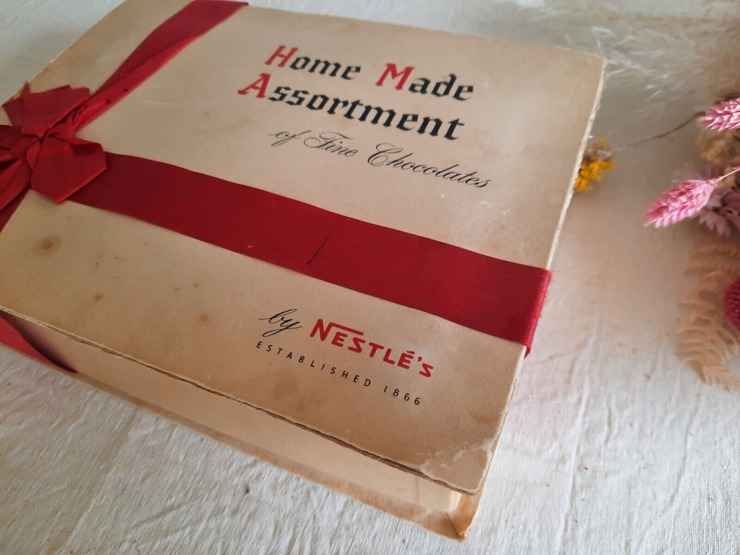 Vintage Nestlé Chocolate Advertising Box, c 1940's, 1/2lb, Home Made Assortment