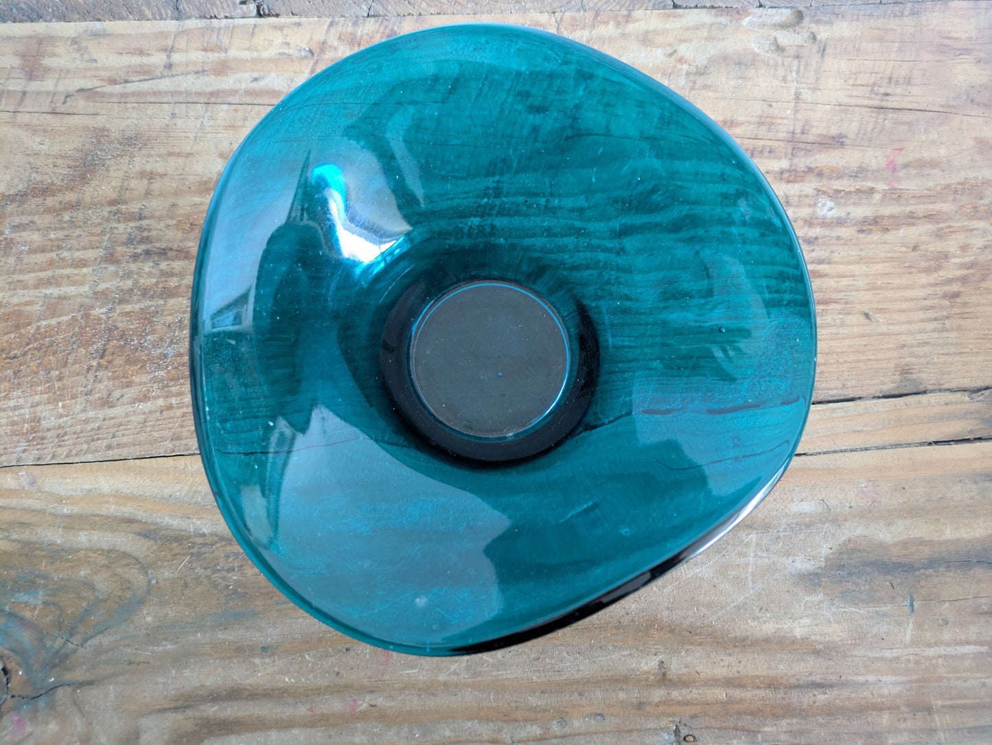 Vintage SOWERBYS TYNESYDE GLASSWARE Turquoise/Petrol Blue Bowl British Glassware