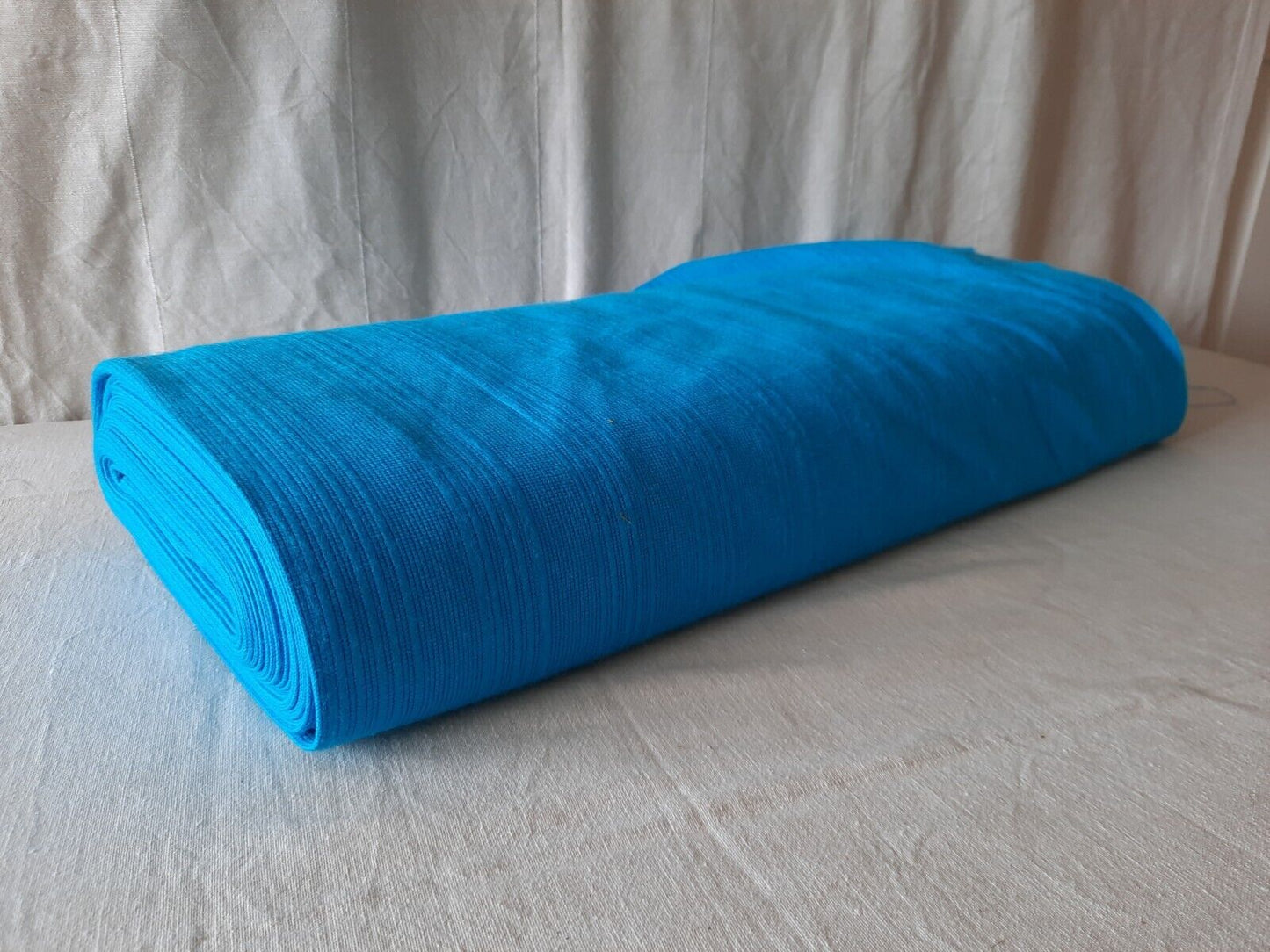 37.3M Vintage Retro loose woven blue stripe original Fabric Roll W1.20m RARE