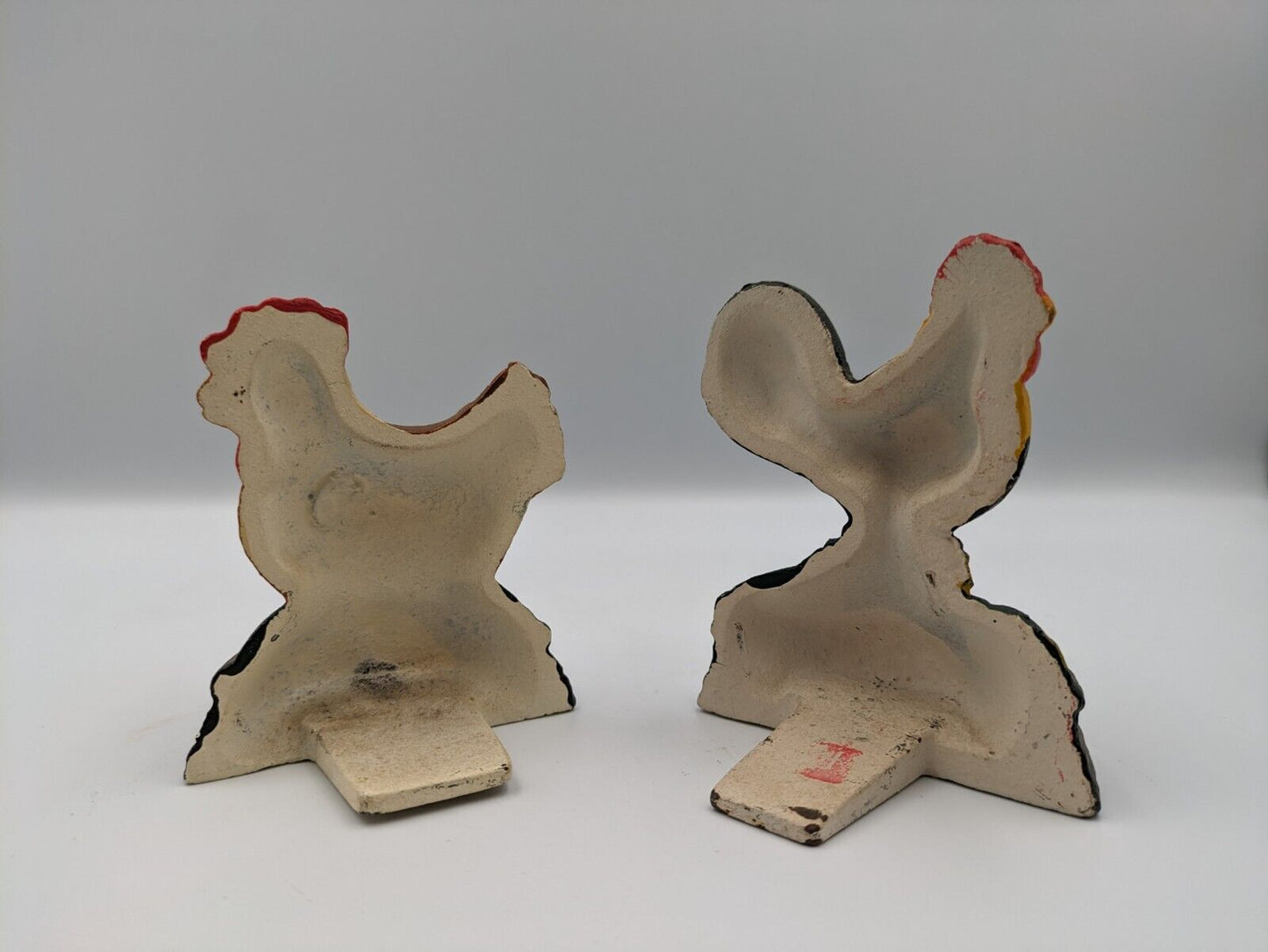 Pair Cast Iron Chicken/hen Rooster Cockrell Door Stop Book Ends Farmhouse Decor
