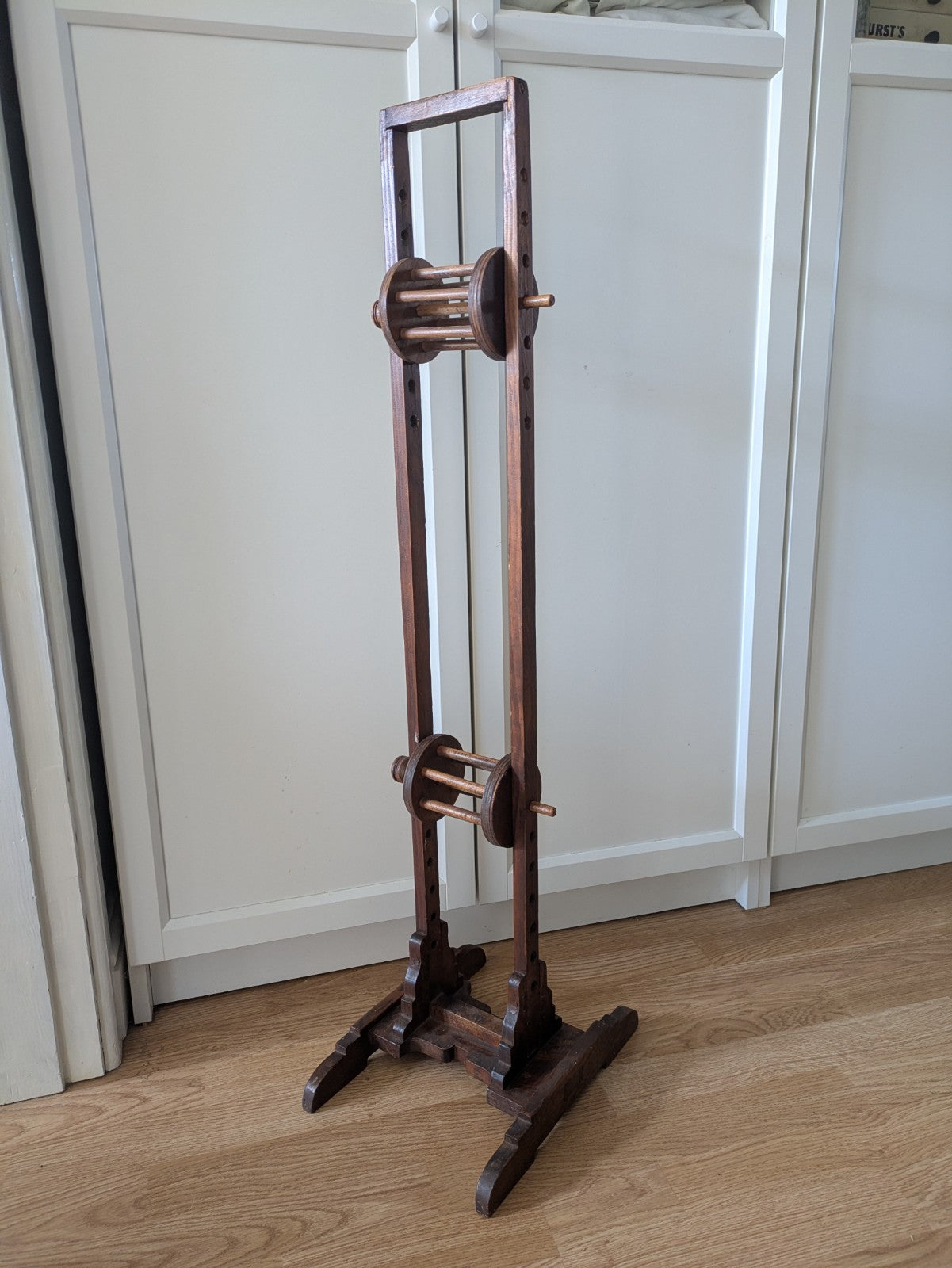 Antique Wool Winder Stand, English, Oak, Adjustable Yarn Swift, Victorian, Holde