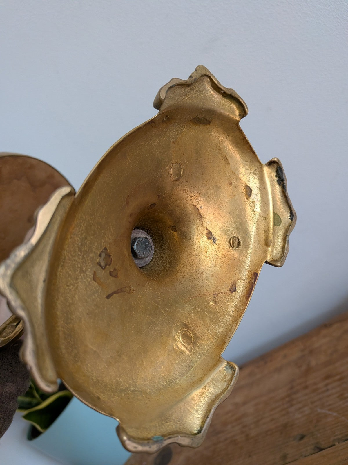 Antique Vintage Oval Dressing Brass Metal Table Vanity Swing Mirror French Style