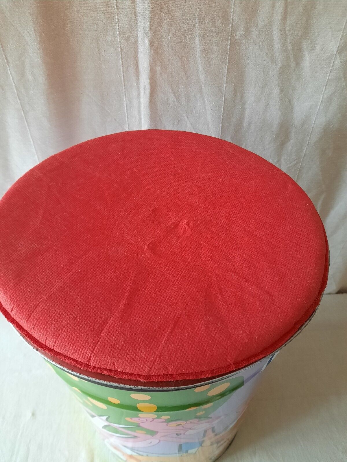 rare vintage Pink Panther Mivat Italy metal storage bin with lid 70’s Barrel toy