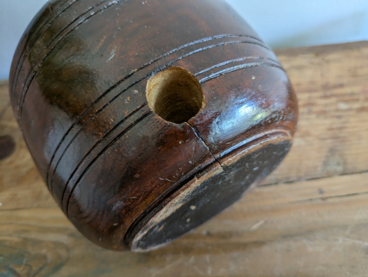 Antique Early Treen Dark Wooden Church Collection Box / Offering Bowl No Handle