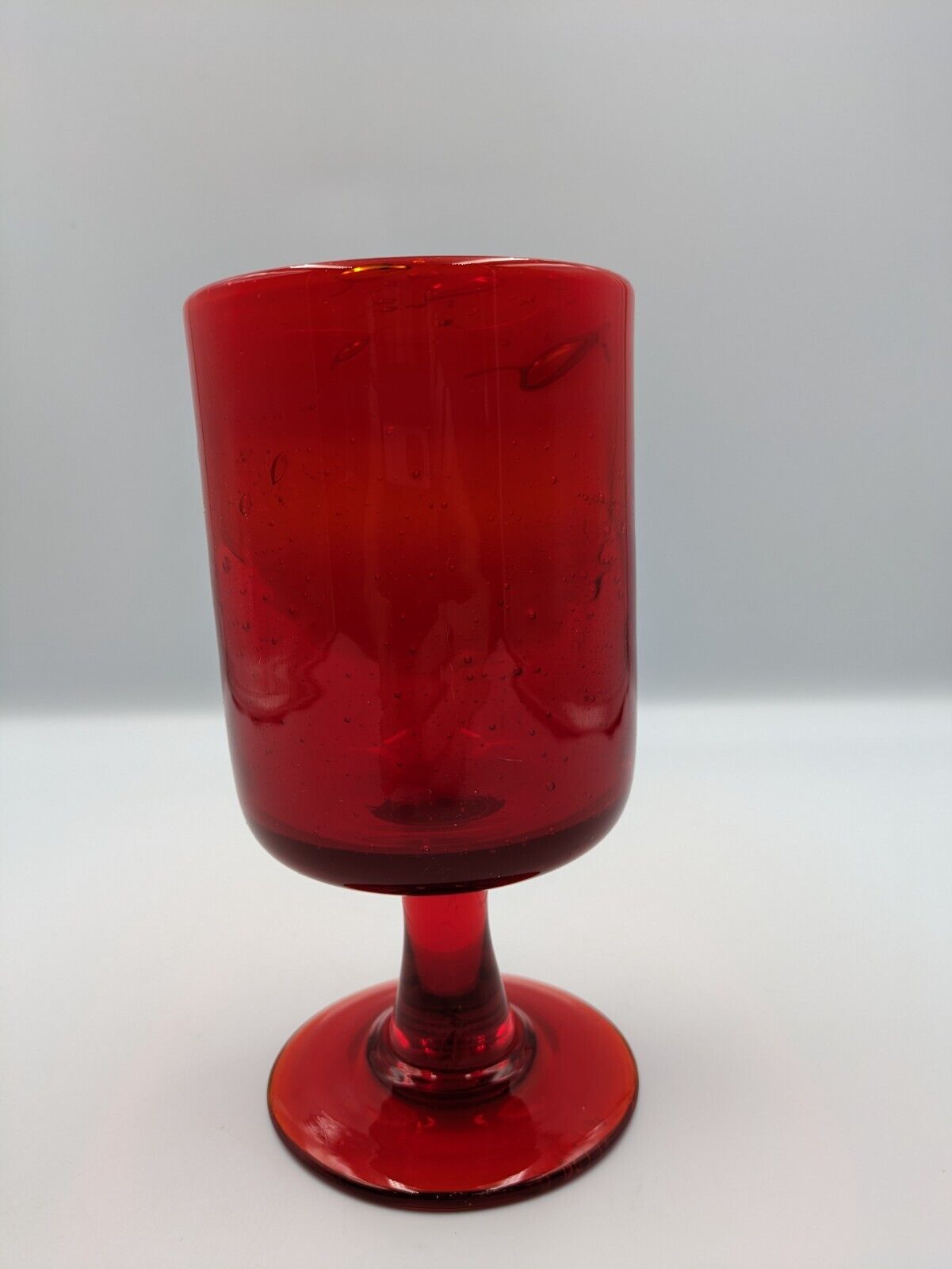 Vtg Erik Höglund Boda Red Glass Goblet Wine Glass Cocktail Retro 60s MCM Sweden