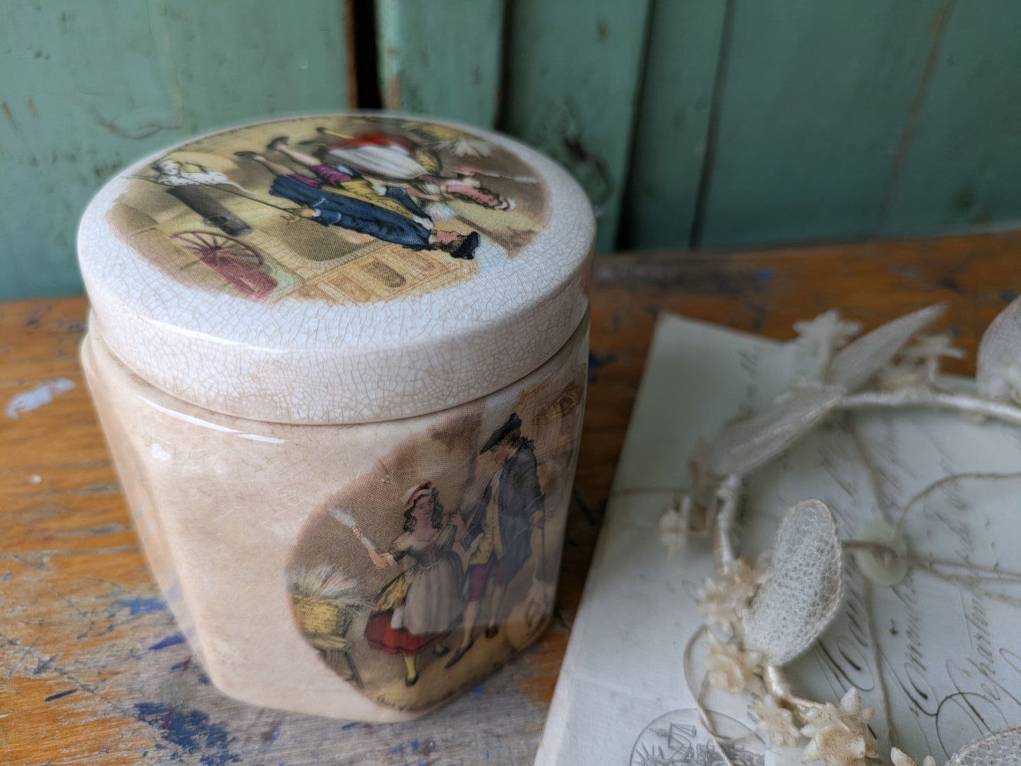 ANTIQUE FRANK COOPER SANDLAND WARE STAFFORDSHIRE POTTERY MARMALADE JAR POT VTG