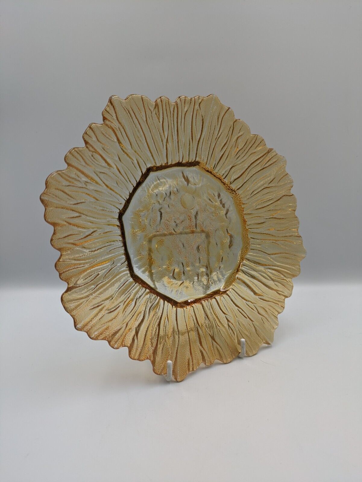 Vintage Anchor Hocking Style Sunflower Salad Plate in Amber Glass Retro Vgc Rare