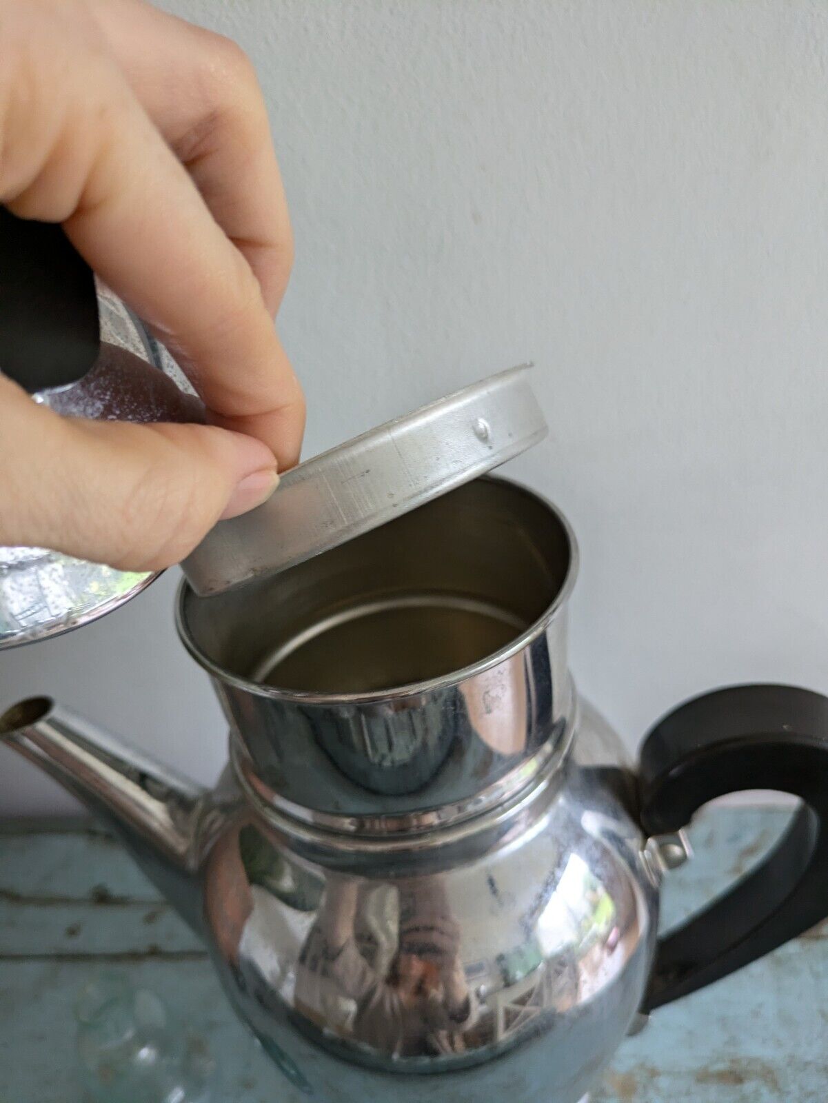 DAB Cafetière France Cuivre Chrome Coffee Pot Prop Larque Depose Kitchen Cafe