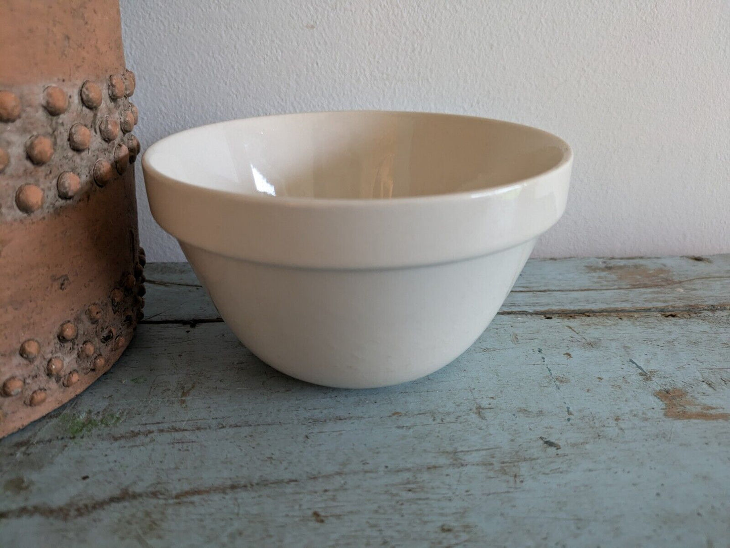 Vintage Mason cash ceramic pudding mixing bowl Antique Aged Prop Kitchen Baking!