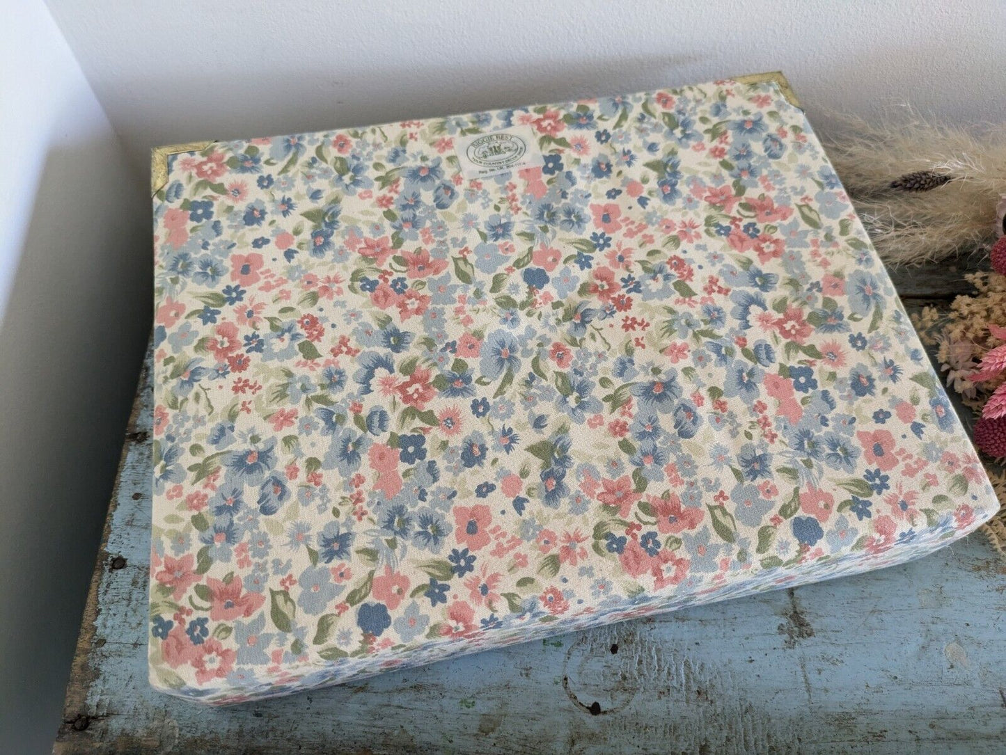 vintage floral Ribbon jewellery box Rose flowers organizer fabric cover Sewing!!