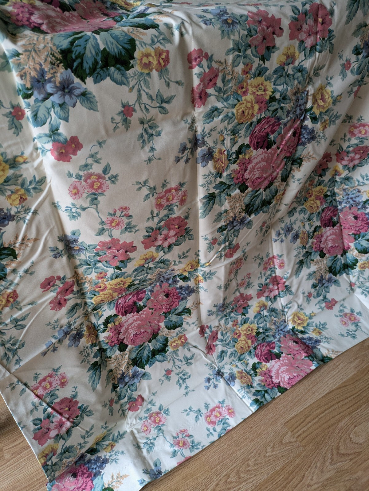 Pair Of Dreams 'n' Drapes Curtains New Each 90" W x 72" D Cabbage Rose Floral